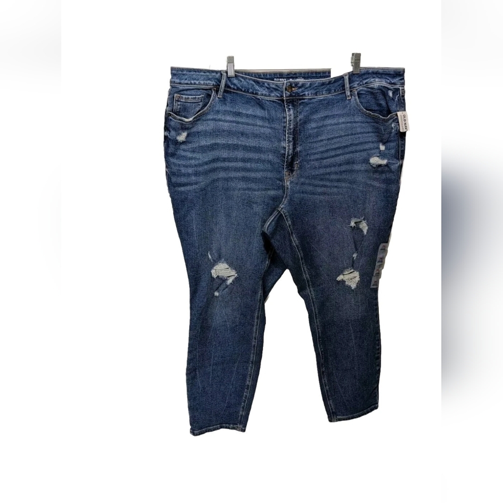 NWT Old Navy Rockstar Super Skinny Mid Rise Denim Blue Jeans 28 Distressed Grung